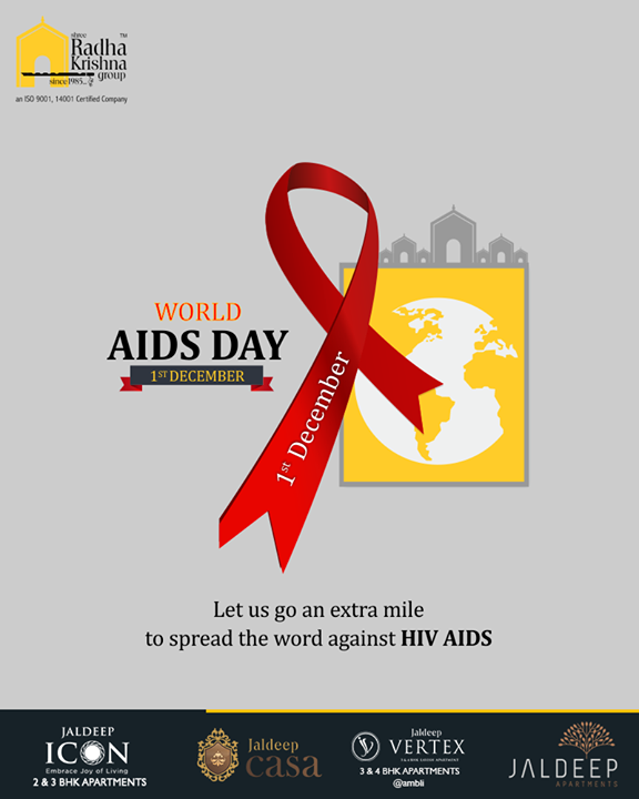 Let us go an extra mile to spread the word against HIV AIDS.

#WorldAidsDay #AidsDay #WorldAidsDay2018 #AidsDay2018 #ShreeRadhaKrishnaGroup #Ahmedabad #RealEstate