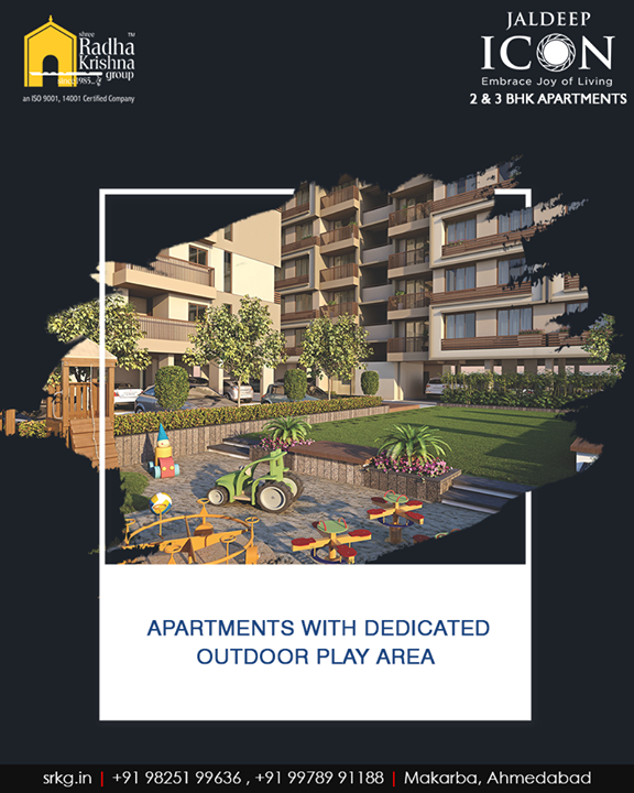 #JaldeepIcon is a residential project that offers a dedicated outdoor play area for kids inside the residential premises, where they can play in peace.

#SampleFlatReady #2and3BHKApartments #Amenities #LuxuryLiving #ShreeRadhaKrishnaGroup #Makarba #Ahmedabad