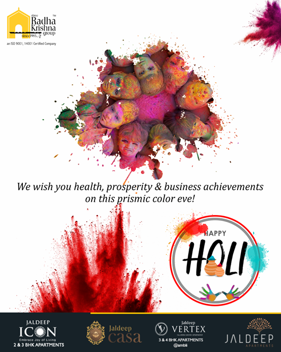 Happy Holi to you & your family! We wish you health, prosperity & business achievements on this prismic color eve!  

#HappyHoli2019 #Holi2019 #HappyHoli #होली #Holi #IndianFestival #FestivalOfColours #ShreeRadhaKrishnaGroup #Ahmedabad #RealEstate #LuxuryLiving