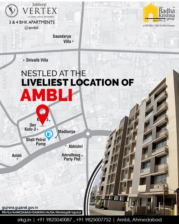 Nestled at the liveliest and prime location of #Ambli!

#JaldeepVertex #ShreeRadhaKrishnaGroup #SRKG #Ahmedabad #RealEstate