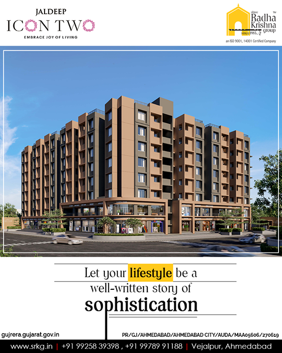 Let your lifestyle be a well-written story of sophistication at #JaldeepIcon2 that will have a cutting-edge style and the contemporary comforts.

#Icon2 #ShreeRadhaKrishnaGroup #Ahmedabad #RealEstate #SRKG