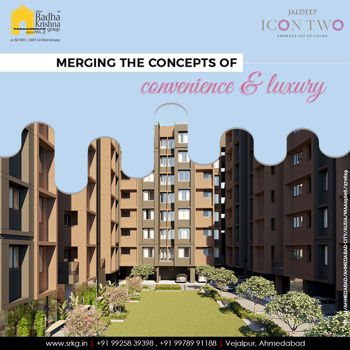 Merging the concepts of convenience and luxury; #JaldeepIcon2 anticipates offering the pleasant aesthetics around that will help its residents to stay connected to their roots.

#Amenities #LuxuryLiving #ShreeRadhaKrishnaGroup #Ahmedabad #RealEstate #SRKG #IconicApartments #IconicLiving