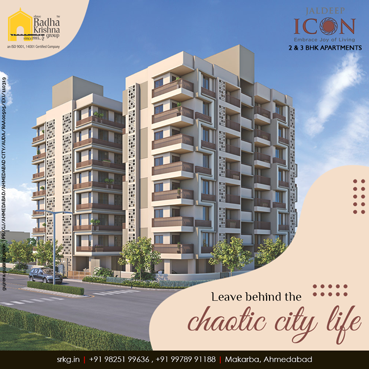 Live in the lap of peace and happiness, leaving behind the chaotic city life at #JaldeepIcon.

#AlluringApartments #ExpanseOfElegance #LuxuryLiving #ShreeRadhaKrishnaGroup #Ahmedabad #RealEstate #SRKG