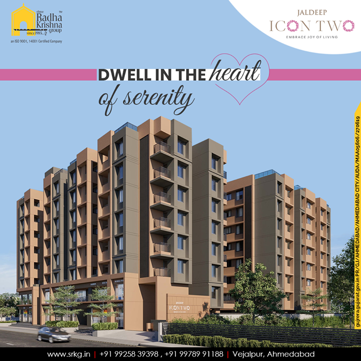 Dwell in the heart of serenity at the pinnacle of calmness and peacefulness.

#JaldeepIcon2 #Icon2 #Vejalpur #LuxuryLiving #ShreeRadhaKrishnaGroup #Ahmedabad #RealEstate #SRKG