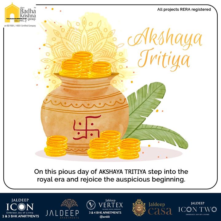 On this pious day of Akshaya Tritiya step into the royal era and rejoice the auspicious beginning.

#AkshayaTritiya #HappyAkshayaTritiya #SRKG #ShreeRadhaKrishnaGroup #Ahmedabad #RealEstate