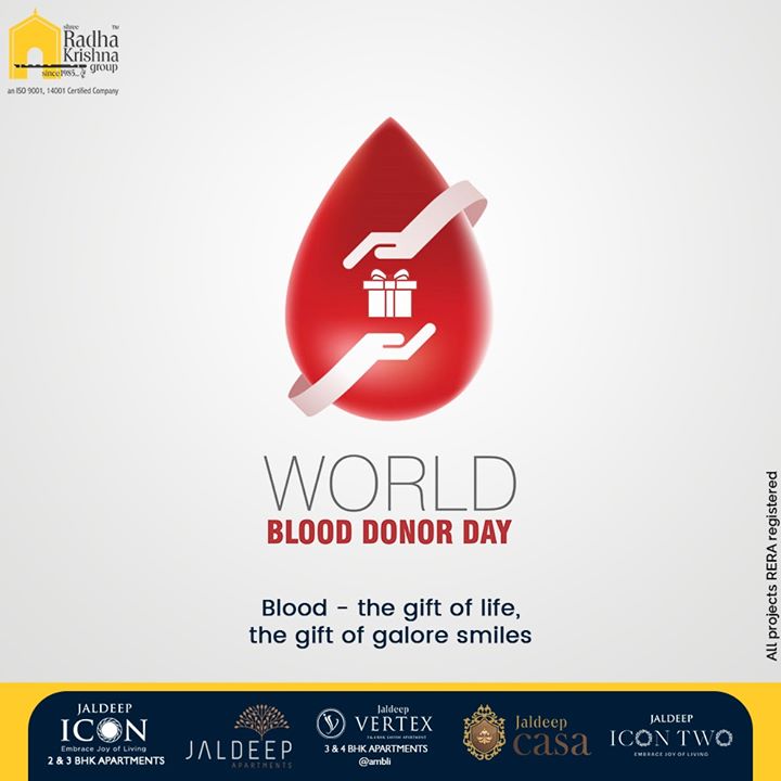 Blood- the gift of life, the gift of galore smiles.

#WorldBloodDonorDay #DonateBlood #BloodDonorDay #SRKG #ShreeRadhaKrishnaGroup #Ahmedabad #RealEstate
