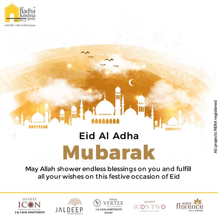May Allah shower endless blessings on you and fulfill all your wishes on this festive occasion of Eid

#EidMubarak #EidAlAdha #EidAdhaMubarak #EidAlAdha2020 #BlessedEid #HappyEid #ShreeRadhaKrishnaGroup #Ahmedabad #RealEstate #SRKG