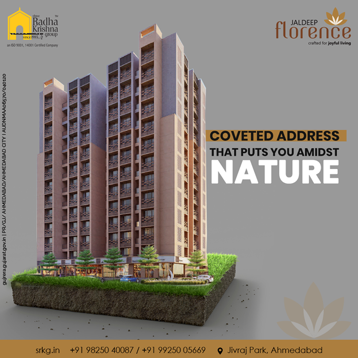 Discover the grandeur of green surroundings and tune into the soothing melodies of tranquility.

#JaldeepFlorence #LuxuryLiving #ShreeRadhaKrishnaGroup #Ahmedabad #RealEstate #SRKG