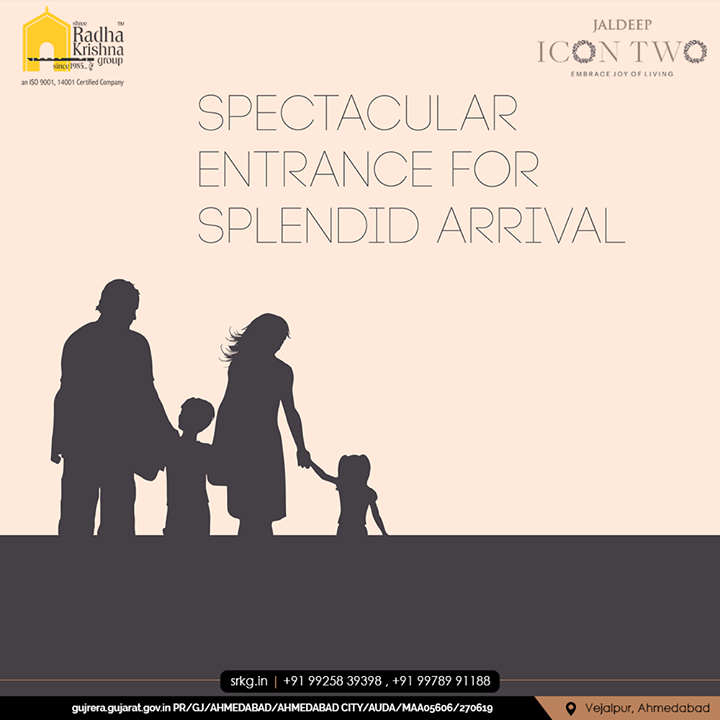 The grand entrance exuding a welcoming elegance greets you as you make your way into the realm of sheer affluence and bliss.

#JaldeepIconTwo #IconTwo #LuxuryLiving #ShreeRadhaKrishnaGroup #RadhaKrishnaGroup #SRKG #Vejalpur #Makarba #Ahmedabad #RealEstate