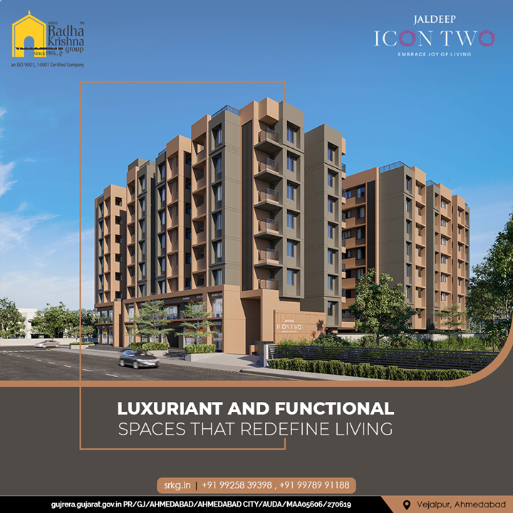 Luxuriant and Functional Spaces that Redefine Living. Embrace a beautiful world without limits, Only at Jaldeep Icon Two.

#JaldeepIconTwo #IconTwo #LuxuryLiving #ShreeRadhaKrishnaGroup #RadhaKrishnaGroup #SRKG #Vejalpur #Makarba #Ahmedabad #RealEstate