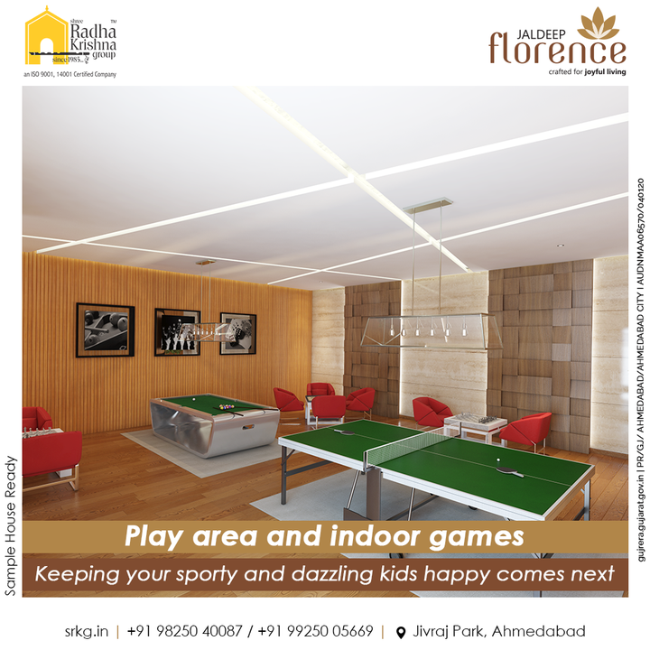 Play area and indoor games exclusively developed to give your children everything they need so that they never get bored and are always brimming with joy, only at Jaldeep Florence.

Book your Abode Today.

#JaldeepFlorence #Amenities #Launchingsoon #LuxuryLiving #RadhaKrishnaGroup #ShreeRadhaKrishnaGroup #JivrajPark #Ahmedabad #RealEstate #SRKG