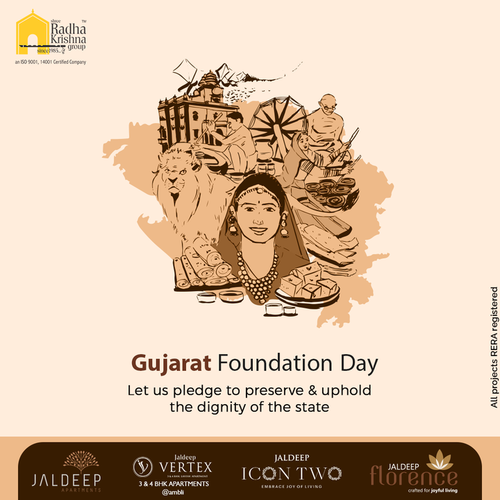 Let us pledge to preserve & uphold the dignity of the state

 #GujaratDay #GujaratFoundationDay #GujaratDay2021 #ShreeRadhaKrishnaGroup #RadhaKrishnaGroup #SRKG #Ahmedabad #RealEstate