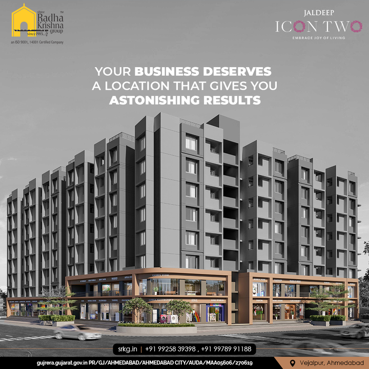 Your business deserves a location that gives you astonishing results with neverending opportunities. Book your spaces at Jaldeep Icon Two and embrace the prosperity within.

#JaldeepIconTwo #IconTwo #LuxuryLiving #ShreeRadhaKrishnaGroup #RadhaKrishnaGroup #SRKG #Vejalpur #Makarba #Ahmedabad #RealEstate
