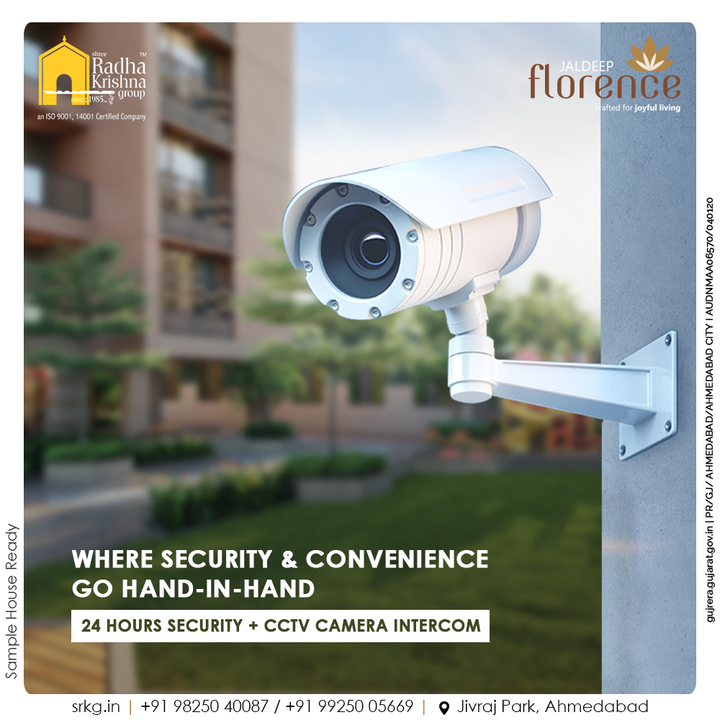 At Jaldeep Florence, security & convenience go hand-in-hand thanks to the provision of 24 Hours Security + CCTV Camera Intercom.

So be rest assured of your family’s safety!

#JaldeepFlorence #Amenities #LuxuryLiving #RadhaKrishnaGroup #ShreeRadhaKrishnaGroup #JivrajPark #Ahmedabad #RealEstate #SRKG