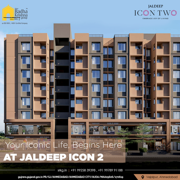 Enter a blissful and iconic life of your dreams at Jaldeep Icon 2, 2 BHK Homes with great amenities & Beautiful urban construction.

#JaldeepIconTwo #IconTwo #LuxuryLiving #ShreeRadhaKrishnaGroup #RadhaKrishnaGroup #SRKG #Vejalpur #Makarba #Ahmedabad #RealEstate