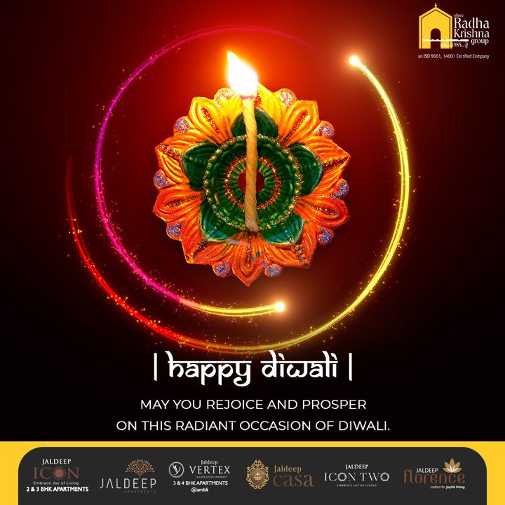 May you Rejoice and prosper on this Radient Occasion of Diwali.

#HappyDiwali #HappyDiwali2021 #Diwali #FestivalOfLights #FestiveWishes #IndianFestivals #Diwali2021 #ShreeRadhaKrishnaGroup #RadhaKrishnaGroup #SRKG #Ahmedabad #RealEstate