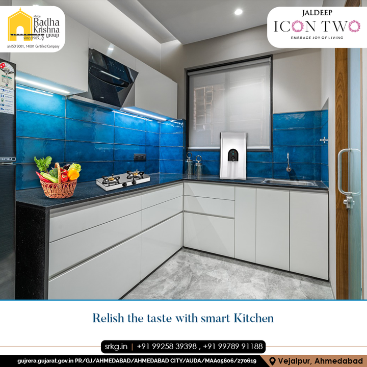 With an advanced smart kitchen, you can enjoy the taste of homemade meals and the health benefits of healthy food. 

#JaldeepIconTwo #IconTwo #LuxuryLiving #ShreeRadhaKrishnaGroup #RadhaKrishnaGroup #SRKG #Vejalpur #Makarba #Ahmedabad #RealEstate