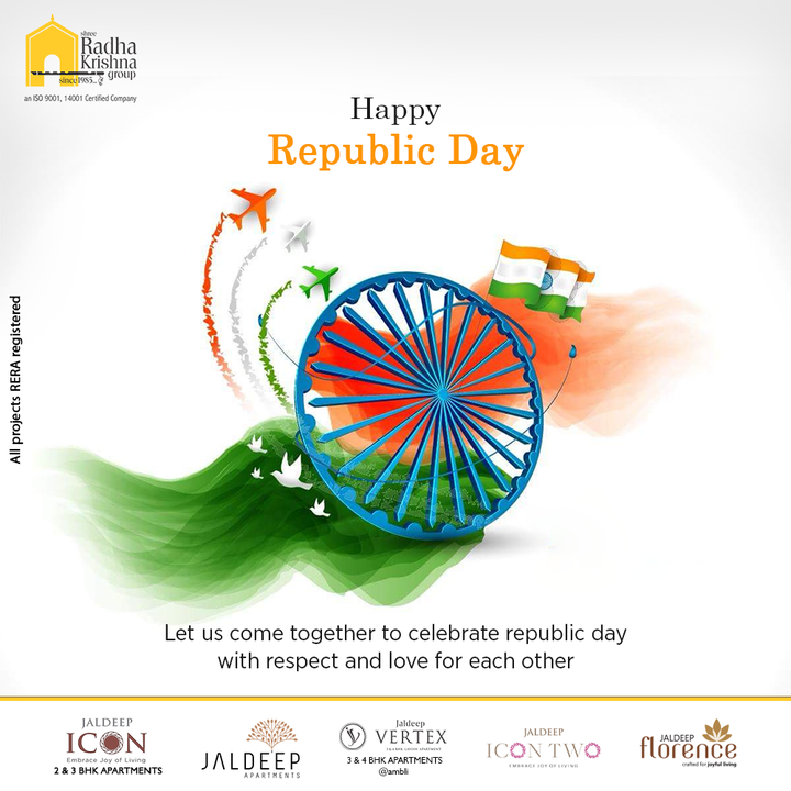 Let us come together to celebrate republic day with respect and love for each other

#HappyRepublicDay #IndianRepublicDay #HappyRepublicDay2022 #ProudNation #ProudIndians #RepublicDay2022 #RadhaKrishnaGroup #ShreeRadhaKrishnaGroup #Ahmedabad #RealEstate #SRKG