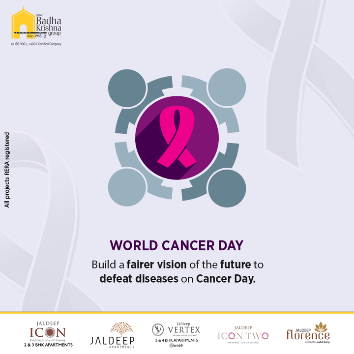 Build a fairer vision of the future to defeat diseases on Cancer Day.

#WorldCancerDay #CancerDay #CancerDay2022 #FightCancer #ClosetheCareGap #RadhaKrishnaGroup #ShreeRadhaKrishnaGroup #Ahmedabad #RealEstate #SRKG