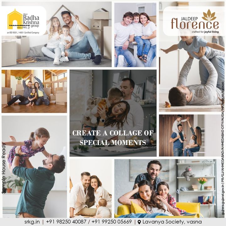 You spend the most precious moments with your loved ones within the four walls of your blissful home. Create a collage of your emotions with your near and dear ones. 

#JaldeepFlorence #Amenities #LuxuryLiving #RadhaKrishnaGroup #ShreeRadhaKrishnaGroup #JivrajPark #Ahmedabad #RealEstate #SRKG