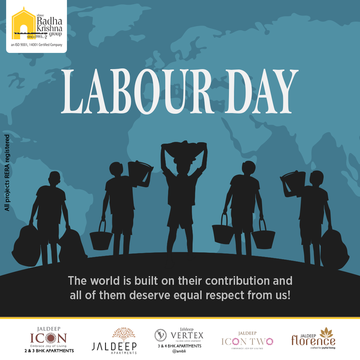 The world is built on their contribution and all of them deserve equal respect from us!

#LabourDay2022 #LabourDay #HappyLabourDay #MayDay #ShreeRadhaKrishnaGroup #RadhaKrishnaGroup #SRKG #Ahmedabad #RealEstate