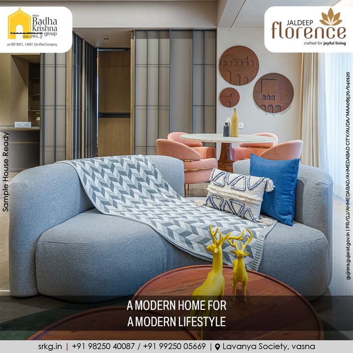 A home that will give you the feeling of your traditional home with a modern touch.  With all of the modern conveniences, you can live the modern lifestyle you've always wanted.

#JaldeepFlorence #Amenities #LuxuryLiving #RadhaKrishnaGroup #ShreeRadhaKrishnaGroup #JivrajPark #Ahmedabad #RealEstate #SRKG