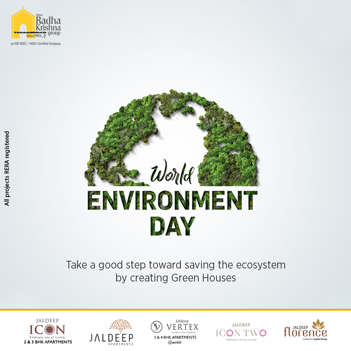 Take a good step toward saving the ecosystem by creating Green Houses.

#WorldEnvironmentDay #EnvironmentDay2022 #WorldEnvironmentDay2022 #MotherNature #NatureLover #EnvironmentDay #ShreeRadhaKrishnaGroup #RadhaKrishnaGroup #SRKG #Ahmedabad #RealEstate