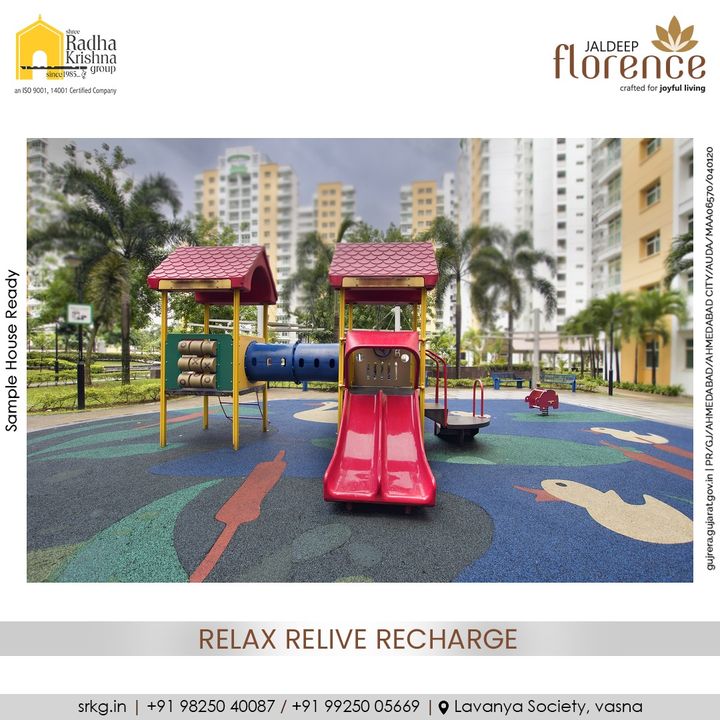 Feel comfortable and spend memorable moments with your loved ones at your dream house, relive your childhood days with your children, and rejuvenate yourself for the hectic weekdays.

#JaldeepFlorence #Amenities #LuxuryLiving #RadhaKrishnaGroup #ShreeRadhaKrishnaGroup #JivrajPark #Ahmedabad #RealEstate #SRKG