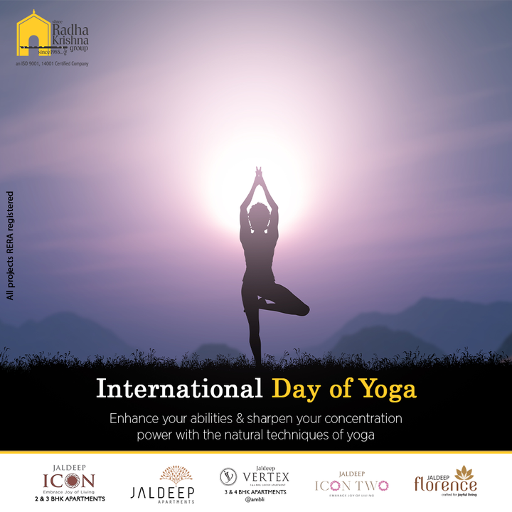 Enhance your abilities & sharpen your concentration power with the natural techniques of yoga.

#InternationalDayofYoga #InternationalYogaDay #YogaDay #YogaDay2022 #Yoga #ShreeRadhaKrishnaGroup #RadhaKrishnaGroup #SRKG #Ahmedabad #RealEstate