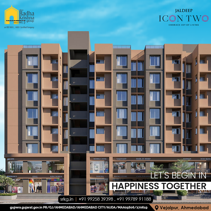 Let’s join the hands for a comfortable and affordable lifestyle.  Begin your happy Journey with Jaldeep Icon Two.

#JaldeepIconTwo #IconTwo #LuxuryLiving #ShreeRadhaKrishnaGroup #RadhaKrishnaGroup #SRKG #Vejalpur #Makarba #Ahmedabad #RealEstat