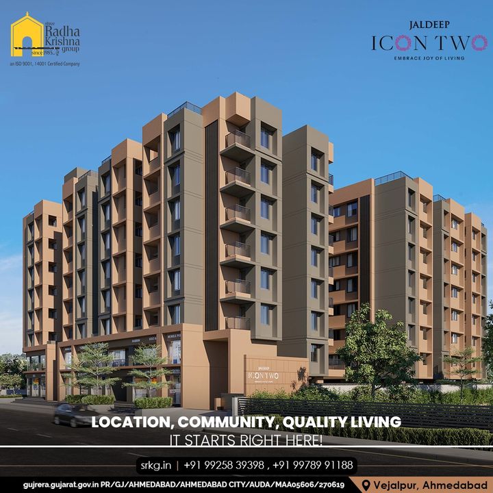 A convenient location that fulfills your need for great living and makes your daily activities easier.
The phenomenon known as Jaldeep Icon Two uplifts your attitude.

#JaldeepIconTwo #IconTwo #LuxuryLiving #ShreeRadhaKrishnaGroup #RadhaKrishnaGroup #SRKG #Vejalpur #Makarba #Ahmedabad #RealEstat