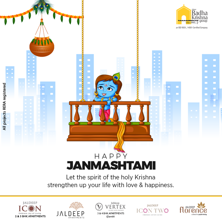 Let the spirit of the holy Krishna strengthen up your life with love & happiness.

#HappyJanmashtami #Janmashtami2022 #KrishnaJanmashtami #JanmashtamiCelebrations #DahiHandi #ShreeRadhaKrishnaGroup #Ahmedabad #RealEstate #SRKG