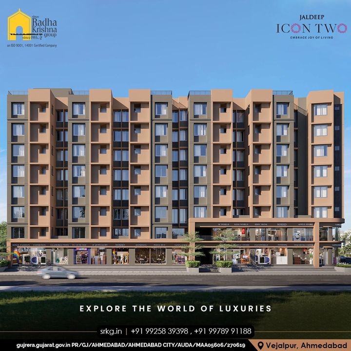 Jaldeep Icon Two is a beautiful world without limits where architectural design, urban luxury, luxurious lifestyle, and nature all come together.

#JaldeepIconTwo #IconTwo #LuxuryLiving #ShreeRadhaKrishnaGroup #RadhaKrishnaGroup #SRKG #Vejalpur #Makarba #Ahmedabad #RealEstat