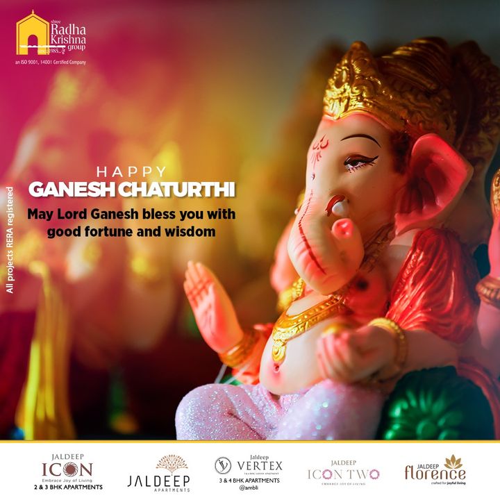 May Lord Ganesh bless you with good fortune and wisdom. 

#GaneshChaturthi #GaneshChaturthi2022 #LordGanesha #HappyGaneshChaturthi #HappyGaneshChaturthi2022 #IndianFestival #Festivities #ShreeRadhaKrishnaGroup #Ahmedabad #RealEstate #SRKG