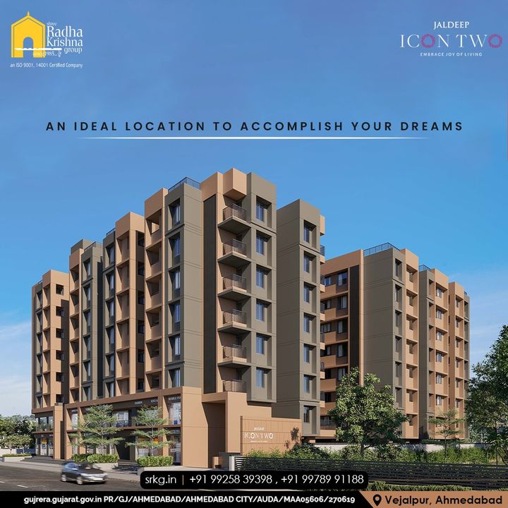 The location of your home is essential to fulfilling your goals. Live the life of your dreams, as desired by everyone.

#JaldeepIconTwo #IconTwo #LuxuryLiving #ShreeRadhaKrishnaGroup #RadhaKrishnaGroup #SRKG #Vejalpur #Makarba #Ahmedabad #RealEstat