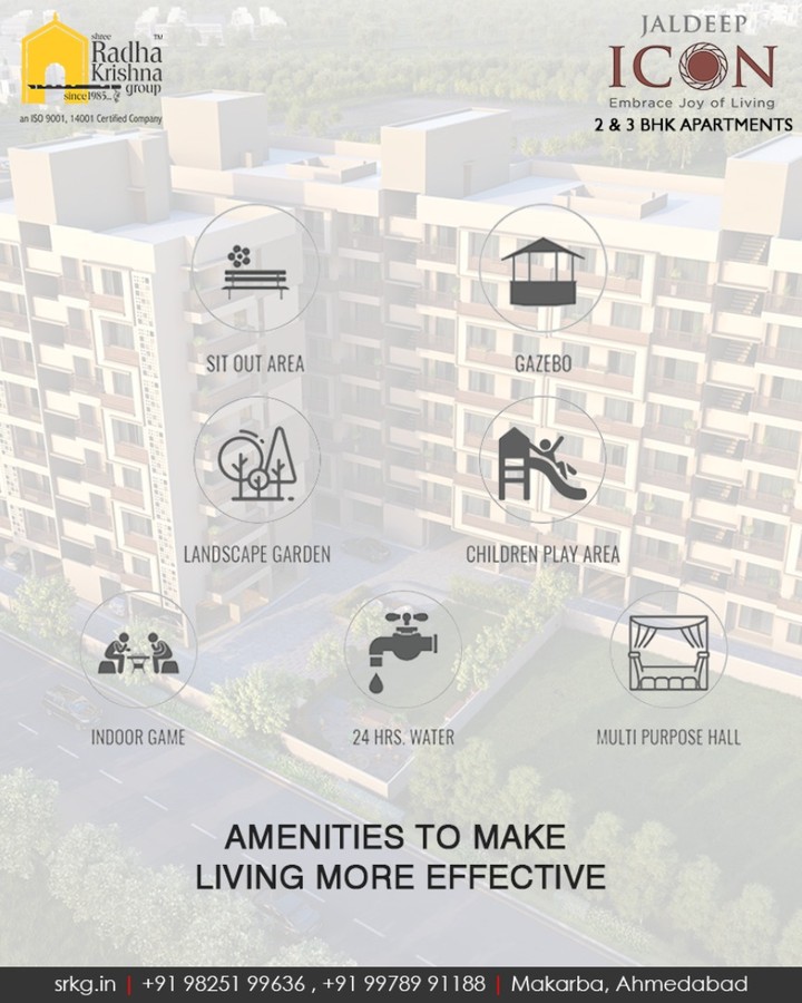 Every apartment at #JaldeepIcon is carefully crafted to provide you with the best of amenities that will help you lead the upgraded holistic lifestyle.

#SampleFlatReady #2and3BHKApartments #Amenities #LuxuryLiving #ShreeRadhaKrishnaGroup #Makarba #Ahmedabad