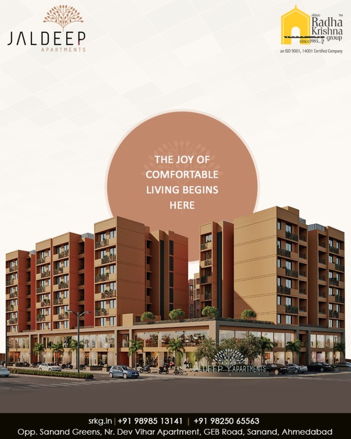 Explore an array of remarkable amenities & superior specifications that correctly match your stature!

Enjoy the joy of a comfortable living at #JaldeepApartment.

#ReconnectWithHappiness #JaldeepApartments #Sanand #ShreeRadhaKrishnaGroup #Ahmedabad #RealEstate #LuxuryLiving