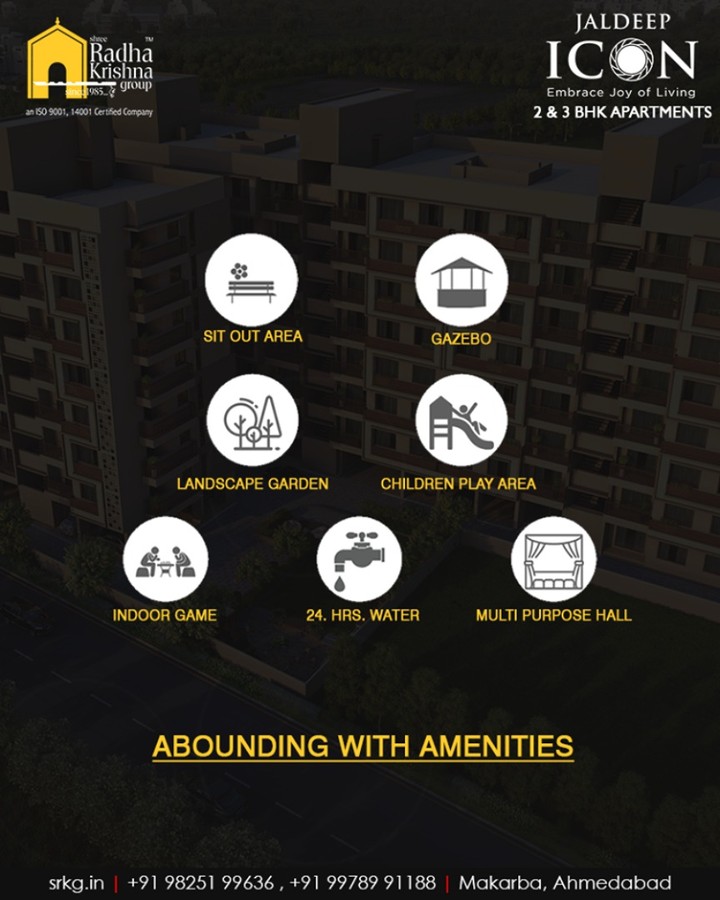 The iconic apartments at #JaldeepIcon are abounding with amenities & luxuries of the modern days to offer its residents boundless delight.

#AboundingWithAmenities #IconicAbodes #SampleFlatReady #2and3BHKApartments #LuxuryLiving #ShreeRadhaKrishnaGroup #Makarba #Ahmedabad #RealEstate #NewYearResolution #AnAssetToCelebrate