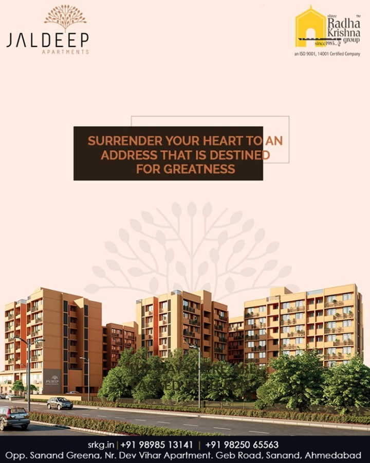 #JaldeepApartment features an exquisite collection of apartments that are lavishly designed to offer an exclusive lifestyle which is way beyond the merely ordinary.
Gear up to surrender your heart to an address that is destined for greatness!

#AnAssetToCelebrate #GoodInvestment #AestheticallyAppealingNAlluring #JaldeepApartments #Sanand #ShreeRadhaKrishnaGroup #Ahmedabad #RealEstate #LuxuryLiving