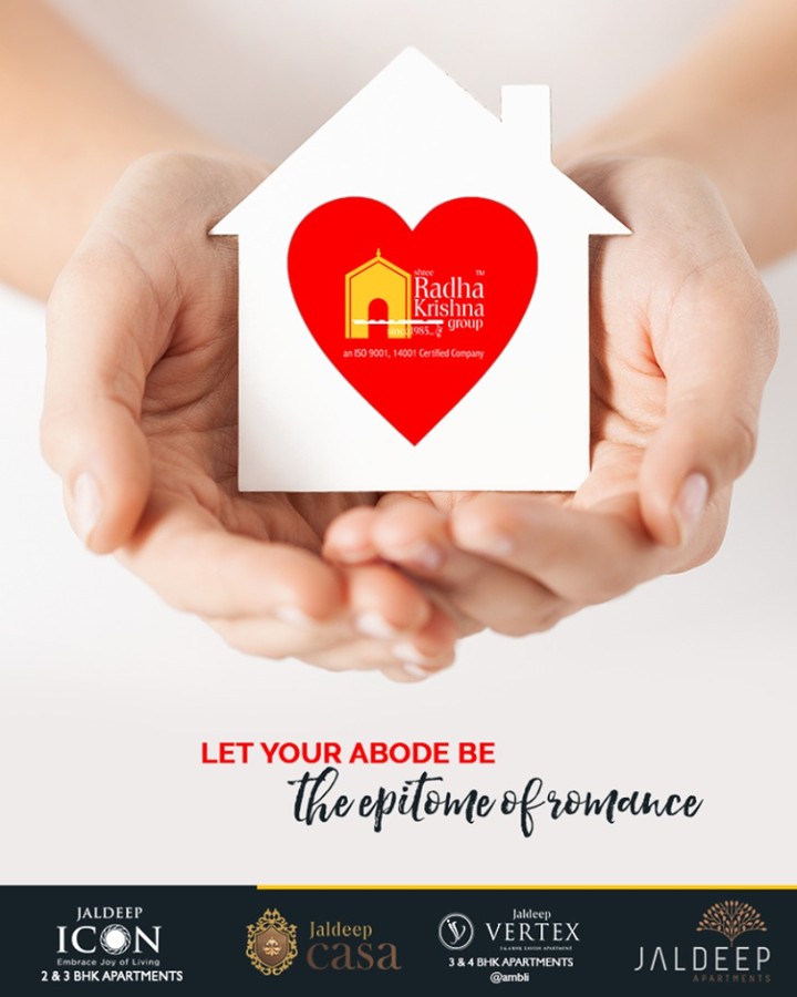 It is the presence of love that transforms a house into home.
Awaken the love within and let your abode be the epitome of romance.

#TOTD #HappyHomes #YourHome #ShreeRadhaKrishnaGroup #Ahmedabad #RealEstate #JaldeepApartment #JaldeepVertext #JaldeepCasa #JaldeepIcon