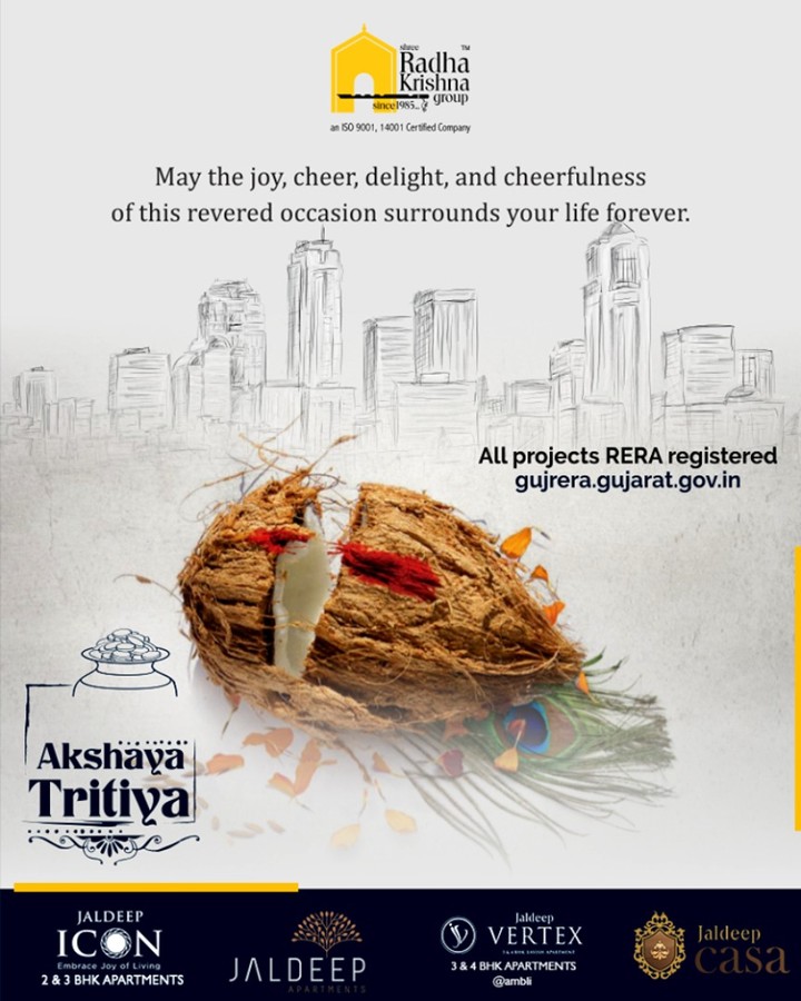 May the joy, cheer, delight, and cheerfulness of this revered occasion surrounds your life forever

#AkshayaTritiya #ShreeRadhaKrishnaGroup #Ahmedabad #RealEstate