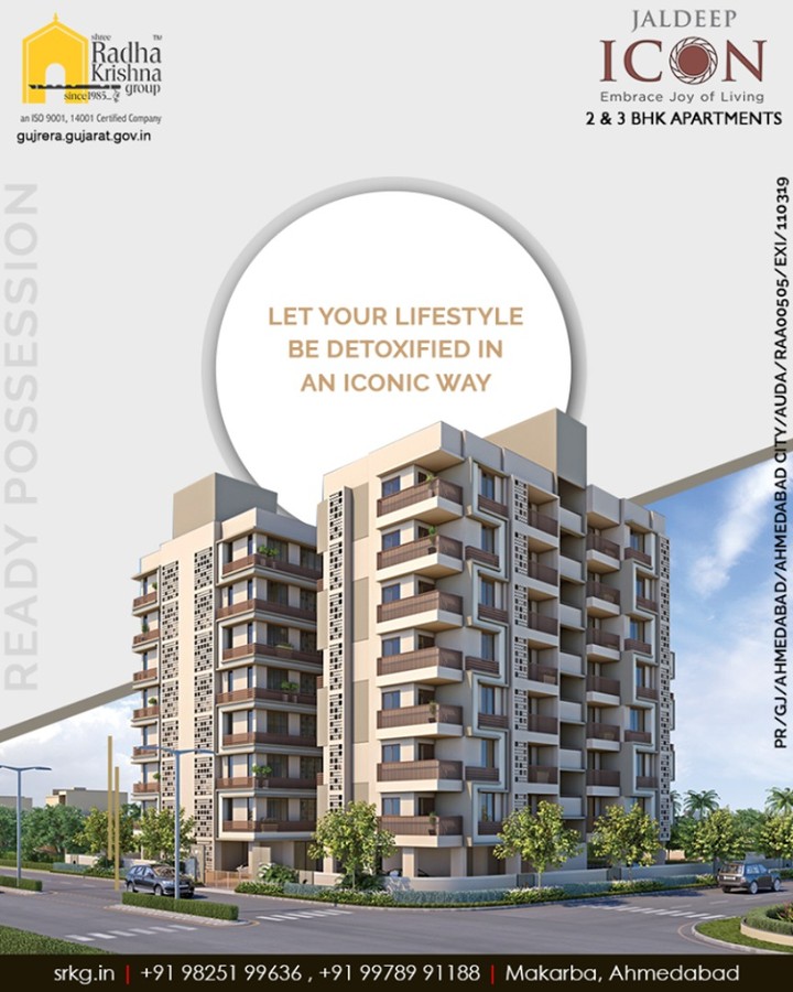 Experience the bliss o living and let your lifestyle be detoxified in an iconic way with the colors of excellence at the elegantly designed #JaldeepIcon.

#Icon #SampleFlatReady #Amenities #LuxuryLiving #ShreeRadhaKrishnaGroup #Ahmedabad #RealEstate #SRKG