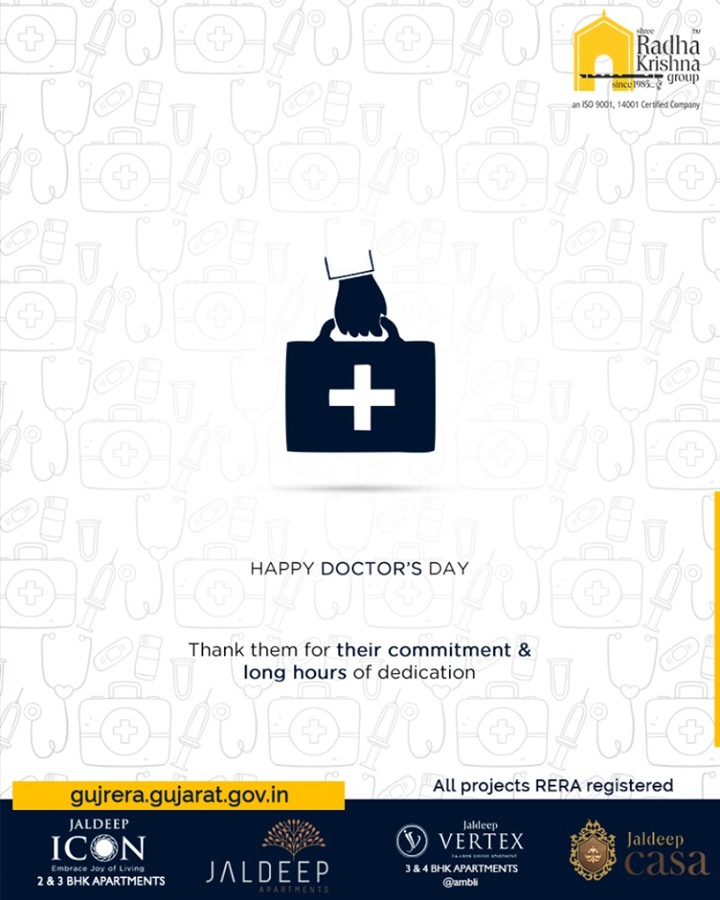 Thank them for their commitment & long hours of dedication.

#HappyDoctorsDay #DoctorsDay #NationalDoctorsDay #ShreeRadhaKrishnaGroup #LuxuryLiving #Ahmedabad #RealEstate #SRKG