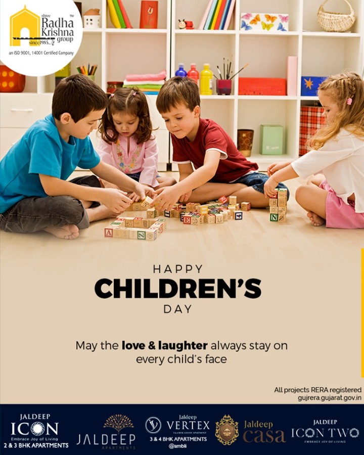 May the love & laughter always stay on every child's face.

#HappyChildrensDay #ChildrensDay #ShreeRadhaKrishnaGroup #Ahmedabad #RealEstate #SRKG