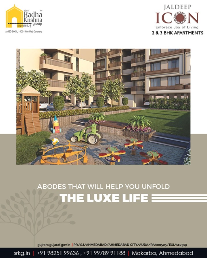 #JaldeepIcon shall offer the abodes that will help you unfold the luxury of nature and the luxe life.

#AlluringApartments #ExpanseOfElegance #LuxuryLiving #ShreeRadhaKrishnaGroup #Ahmedabad #RealEstate #SRKG