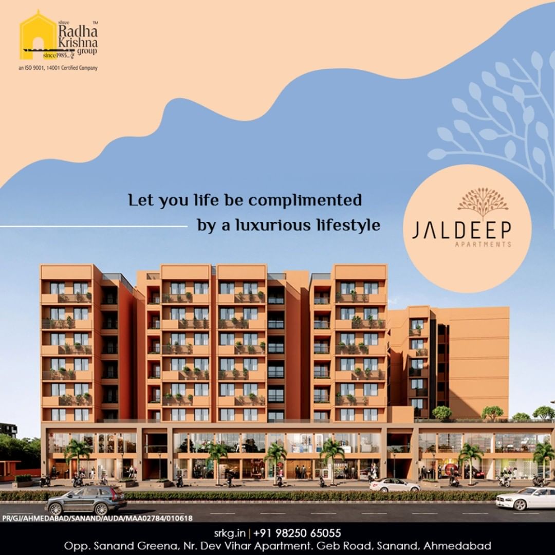 Reside by the state-of-the-art amenities and let your life becomplimented by a luxurious lifestyle.

#JaldeepApartment #AlluringApartments #ExpanseOfElegance #LuxuryLiving #ShreeRadhaKrishnaGroup #Ahmedabad #RealEstate #SRKG