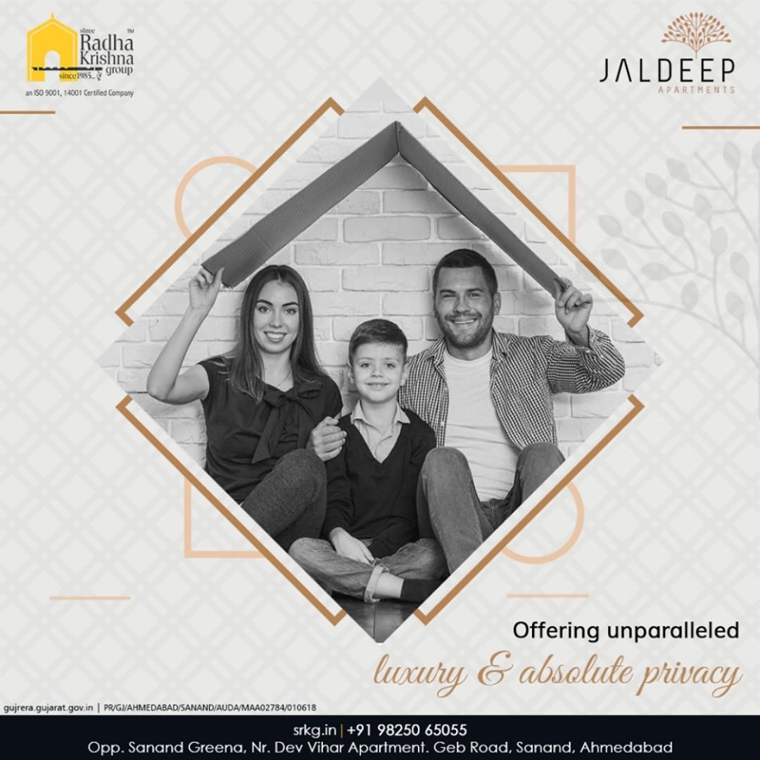 The affordable and yet luxurious residential project; #JaldeepApartment aspires offeringunparalleled luxury and absolute privacy to its residents.

#AlluringApartments #ExpanseOfElegance #LuxuryLiving #ShreeRadhaKrishnaGroup #Ahmedabad #RealEstate #SRKG