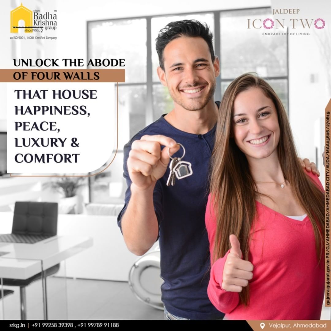 Unlock the abode of four walls that house happiness, peace, luxury & comfort.

Give a spacious & stylish edit to your lifestyle at #JaldeepIcon2.

#Icon2 #Vejalpur #LuxuryLiving #ShreeRadhaKrishnaGroup #Ahmedabad #RealEstate #SRKG