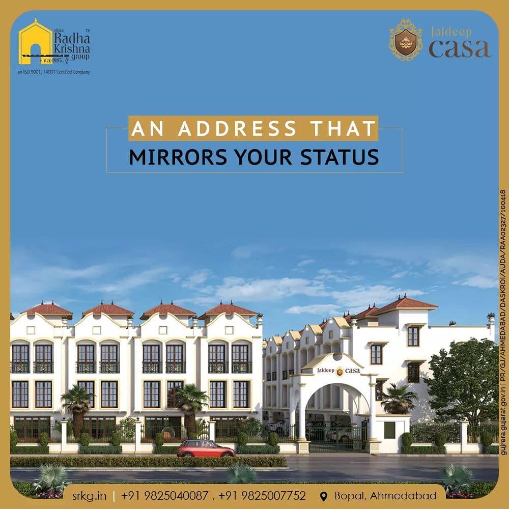 Elevate your lifestyle to an abode where life will seem to be more meaningful. Own your home where the address mirrors your status at #JaldeepCasa.

#WorkOfHappiness #Bopal #Amenities #LuxuryLiving #ShreeRadhaKrishnaGroup #Ahmedabad #RealEstate