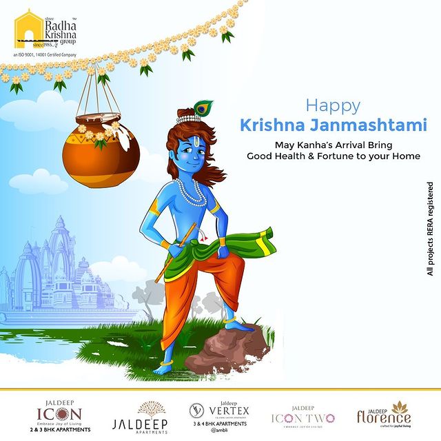 May Kanha’s Arrival Bring Good Health & Fortune to your Home.

#HappyJanmashtami2021 #JanmashtamiCelebrations #DahiHandi #HappyJanmashatami #Janmashtami2021 #LordKrishna #Krishna #ShriKrishna #KrishnaJanmashtami #ShreeRadhaKrishnaGroup #RadhaKrishnaGroup #SRKG #Ahmedabad #RealEstate